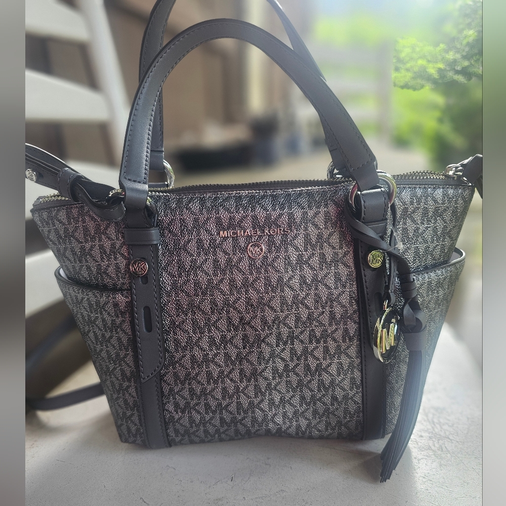 NWT Michael Kors Logo Sullivan Small Convertible Top Zip Tote